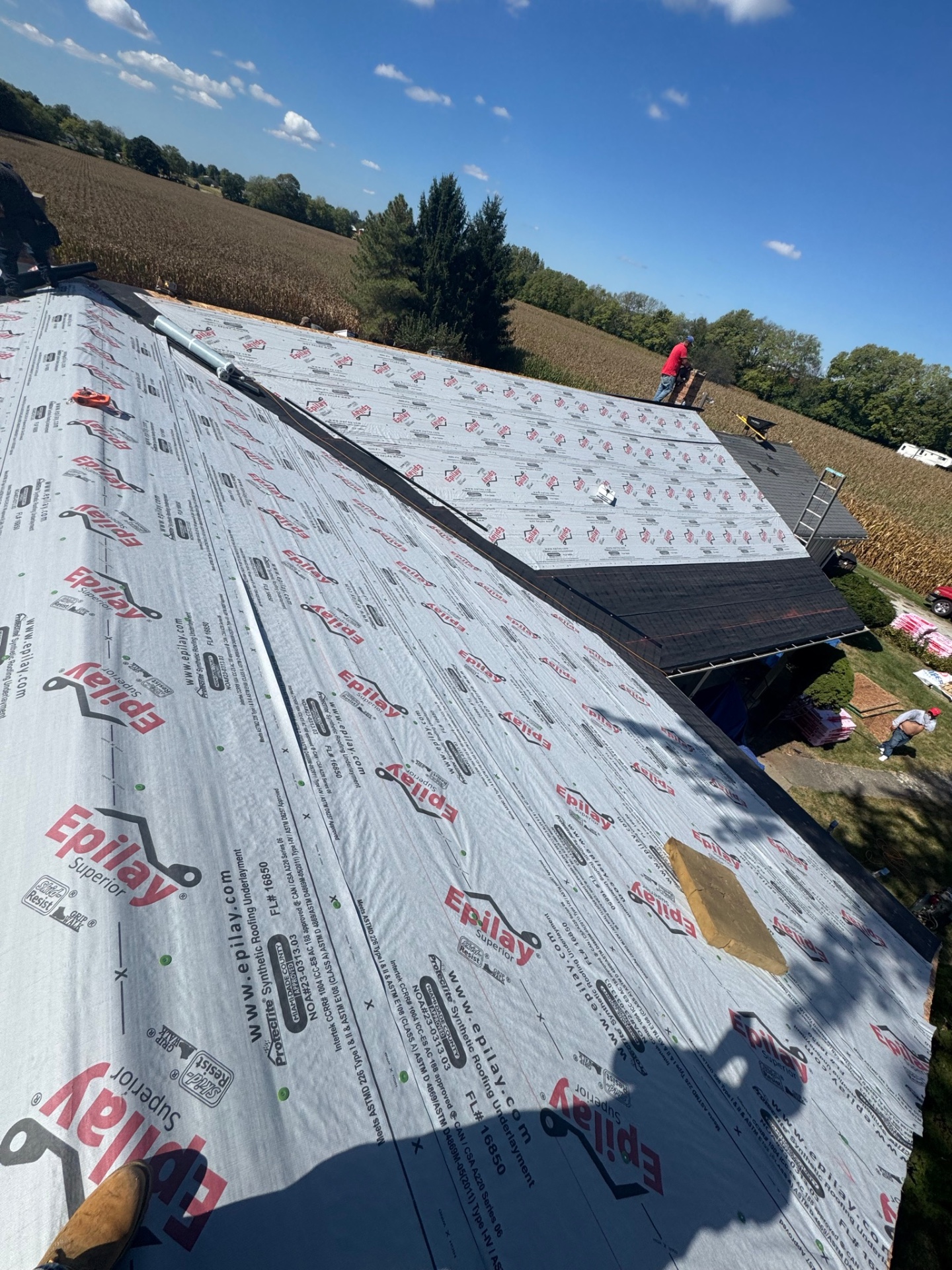 Underlayment — Synthetic underlayment installed